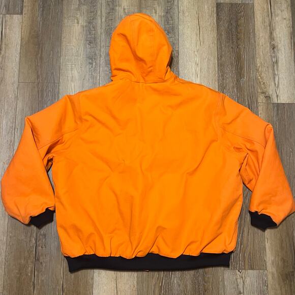 Carhartt Jacket Mens 4XLT Orange Blaze Hooded Full Zip Made in USA J140 Union - Picture 3 of 7
